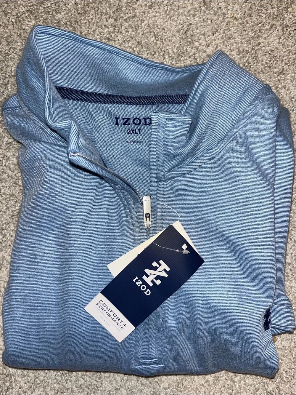 New UNC Carolina Blue Izod t neck 1/4 zip sweater sweatshirt sweater 2XLT Tall